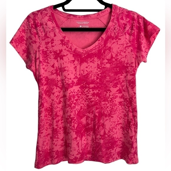 (2) Columbia Women's Abstract Print Active Tee- Pink/ Blue Size XS - Picture 2 of 10